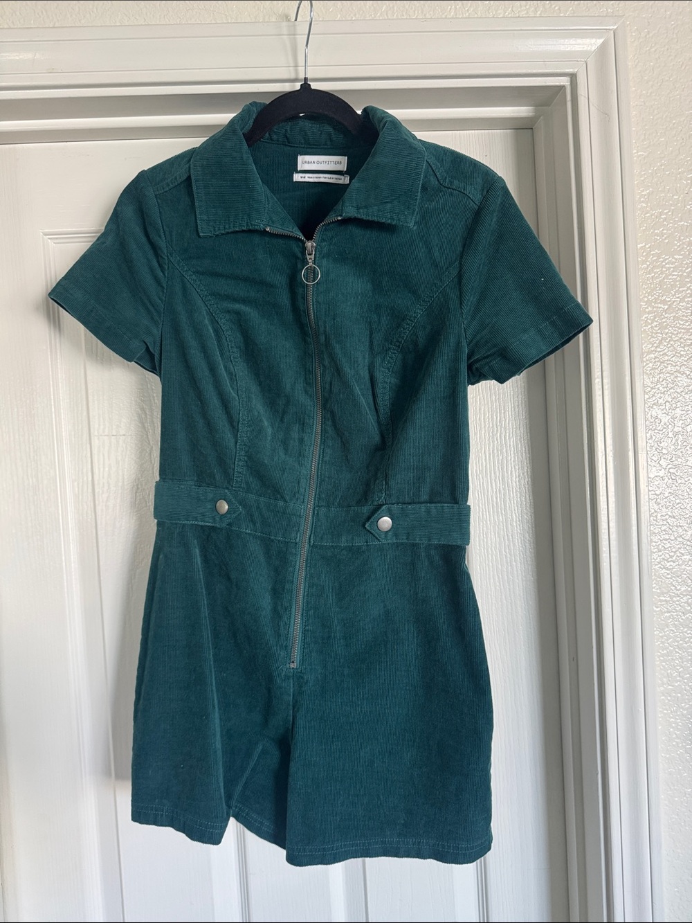 Urban outfitters. Green Corduroy Short-Sleeve Romper